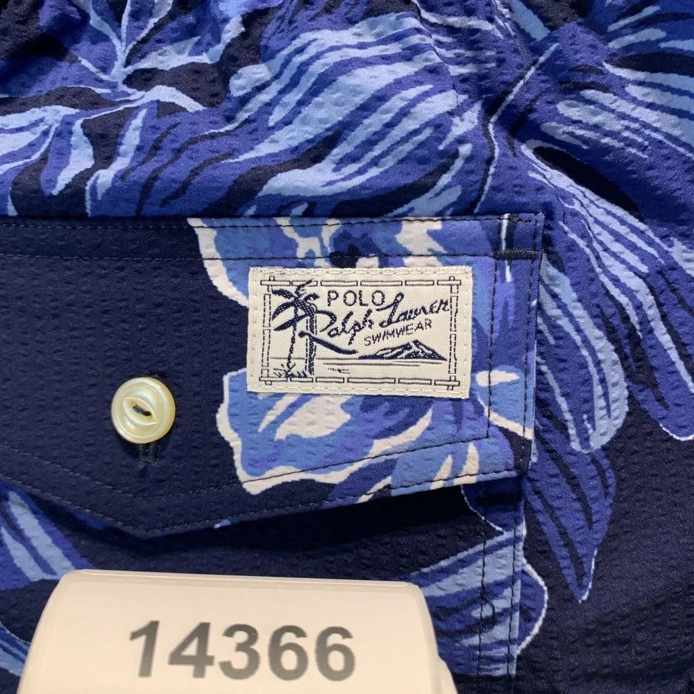 Polo Ralph Lauren Men's Swim Trunks XL Traveler Blue Floral‎ Pockets Mesh Liner
